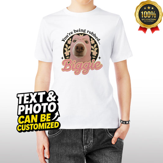 Custom Pet Photo & Name T-Shirt – Personalized Dog or Cat Design, 100% Cotton
