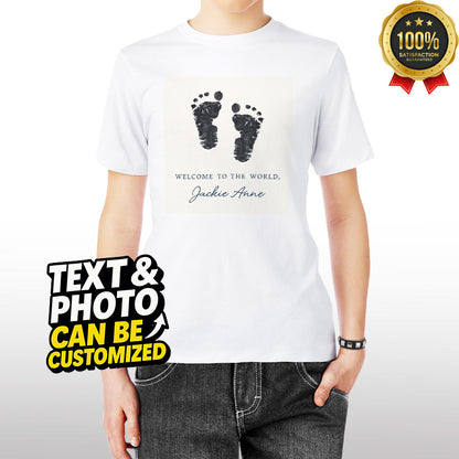 Custom Baby Birth T-Shirt – Add Name & Photo, 100% Cotton, Perfect for Newborn Celebrations