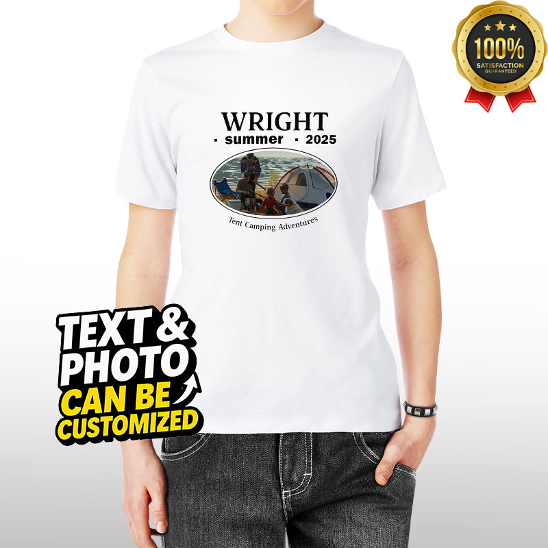 Custom Family Camping T-Shirt – 100% Cotton, US Sizes, Delivered in 7 Days, Free Shipping for 2 or More